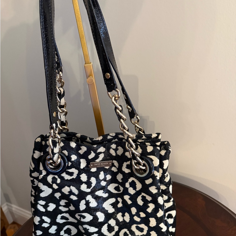 Kate Spade Maryann Ocelot Print Chain Strap Black and White - Picture 12 of 15